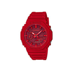 Relógio Casio G-Shock GA-2100-4ADR CasiOak resina vermelha com carbono analógico-digital