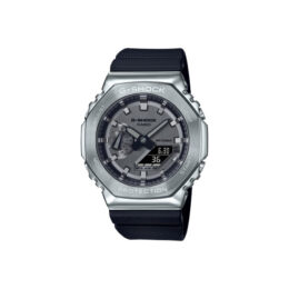 Relógio Casio G-Shock GM-2100-1ADR resina com bezel de aço preta octogonal analógico-digital