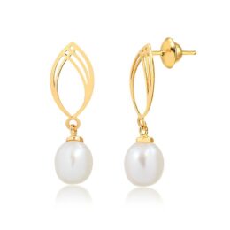 brinco ouro 18k pérolas comprido com caimento