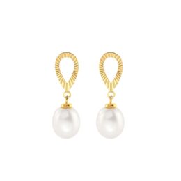 brinco ouro 18k pérolas comprido com caimento