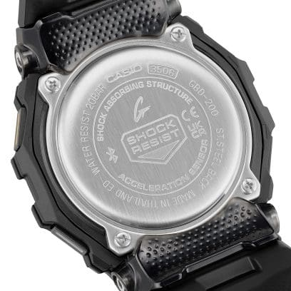 Relógio Casio G-Shock GBD-200-1A1 G-Squad resina preta visor digital MIP octogonal fundos