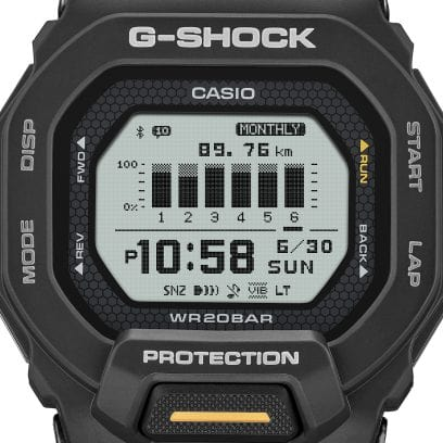 Relógio Casio G-Shock GBD-200-1A1 G-Squad resina preta visor digital MIP octogonal frontal