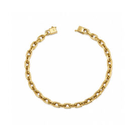 Pulseira masculina de ouro amarelo 18K elo cartier oca com fecho gaveta