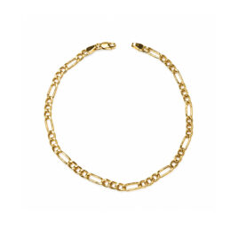 Pulseira masculina de ouro amarelo 18K elo fígaro com fecho cadeado