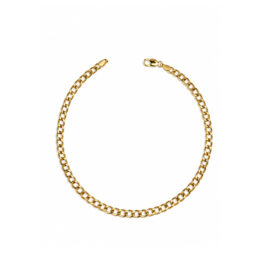 Pulseira masculina de ouro amarelo 18K elo groumet de 20 cm com fecho cadeado