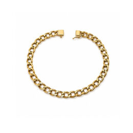 Pulseira masculina de ouro amarelo 18K elo groumet com fecho gaveta
