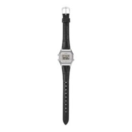 Relógio Casio Vintage LA680WEL-1 caixa prateada pulseira de couro preto visor digital quadrado