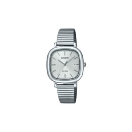 Relógio Casio LTP-B166D-7A feminino caixa e pulseira em aço prateado mostrador prata