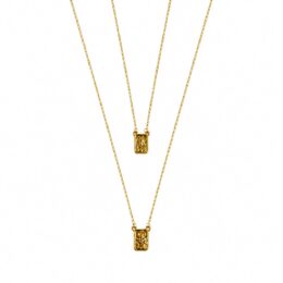 Escapulário de ouro amarelo 18K com corrente Cartier e medalhas duplas do Sagrado Coração de Jesus e Nossa Senhora do Carmo