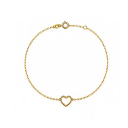 Pulseira de ouro amarelo 18K elo Cartier com pingente de coração e fecho boia