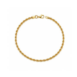Pulseira de ouro amarelo 18K elo cordão baiano com fecho cadeado