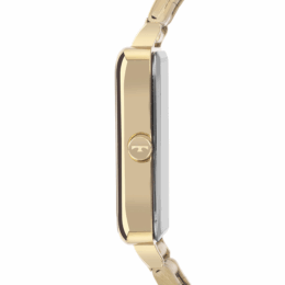 Relógio Technos Mini GL32AM/1X feminino dourado, caixa retangular, mostrador com pedras nos marcadores