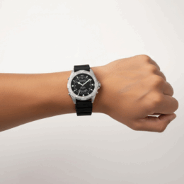 Relógio Technos Skydiver WT2050AYN/2P masculino caixa prata pulseira de borracha preta mostrador preto anadigi