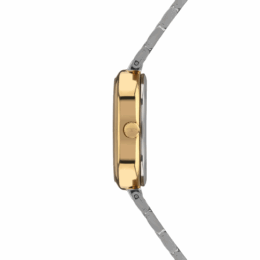 Relógio Technos Mini 2035NEE/1K feminino bicolor prata e dourado, caixa oval, mostrador champanhe