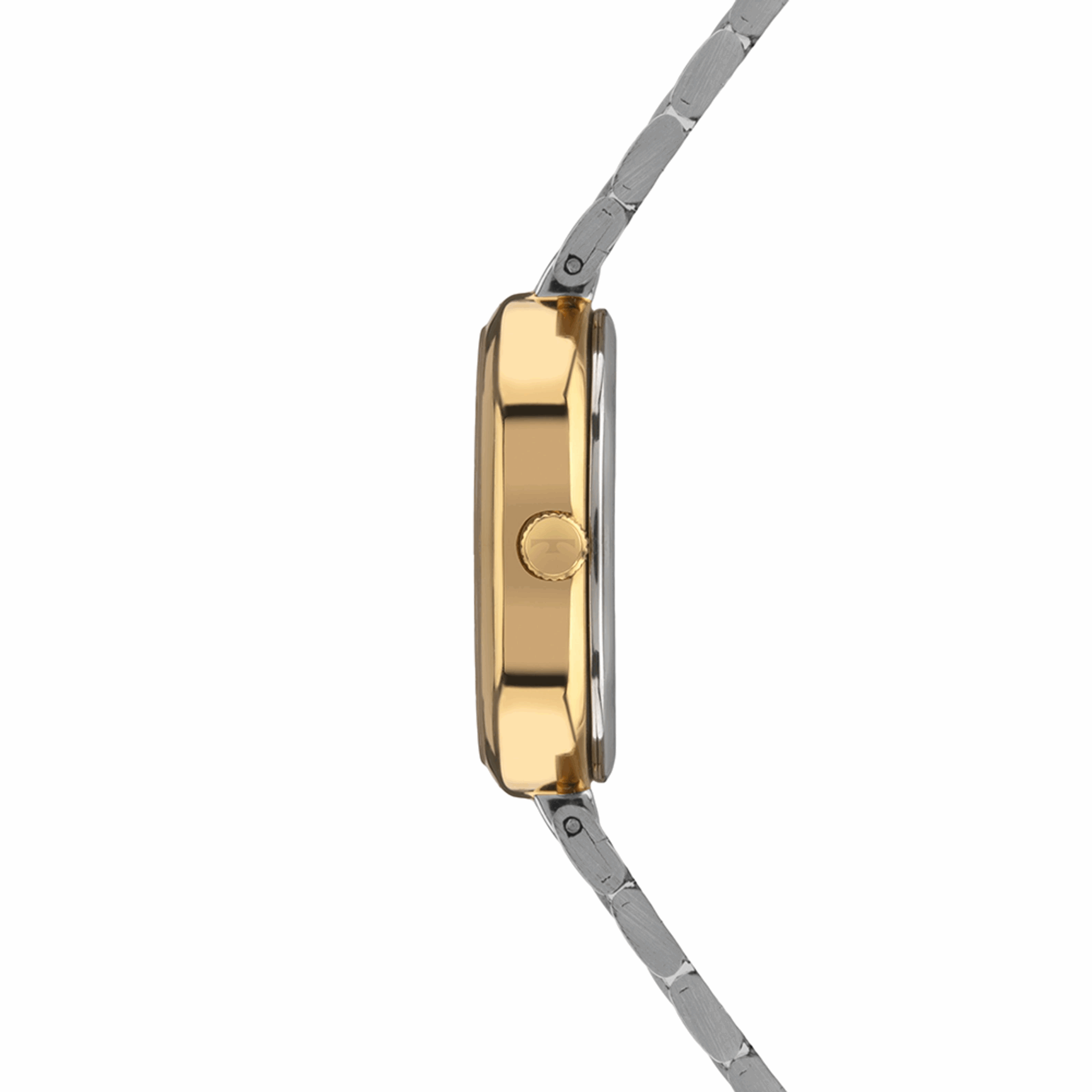 Relógio Technos Mini 2035NEE/1K feminino bicolor prata e dourado, caixa oval, mostrador champanhe