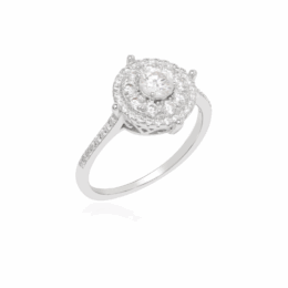 Anel solitário de prata 925 com banho de ródio e moissanite brilhante de 4,5 mm