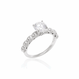 Anel solitário de prata 925 com banho de ródio e moissanite brilhante de 7 mm