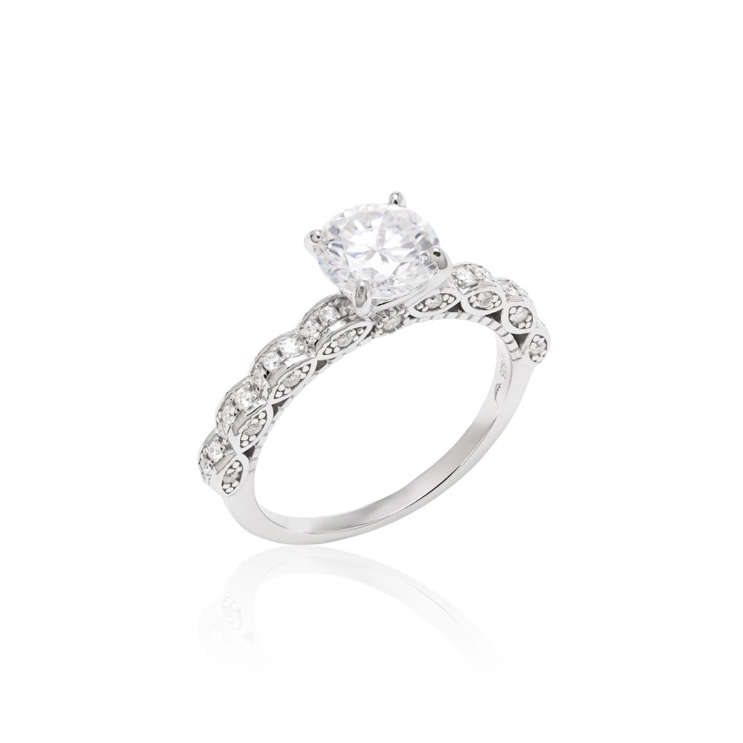 Anel solitário de prata 925 com banho de ródio e moissanite brilhante de 7 mm