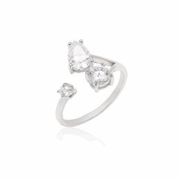 Anel de prata 925 com banho de ródio e moissanite lapidação pear gota de 7x5 mm