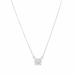 Colar ponto de luz de prata 925 com banho de ródio e moissanite brilhante de 7 mm, corrente de 50 cm
