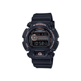 Relógio Casio G-Shock DW-9052GBX-1A4 digital em resina preta com detalhes em ouro rosé