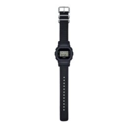 Relógio Casio G-Shock DW-5600BCE-1 digital em resina preta com pulseira de tecido CORDURA preta
