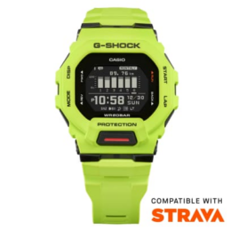 Relógio Casio G-Shock G-Squad GBD-200-9DR digital em resina verde-limão fluorescente com display de moldura preta